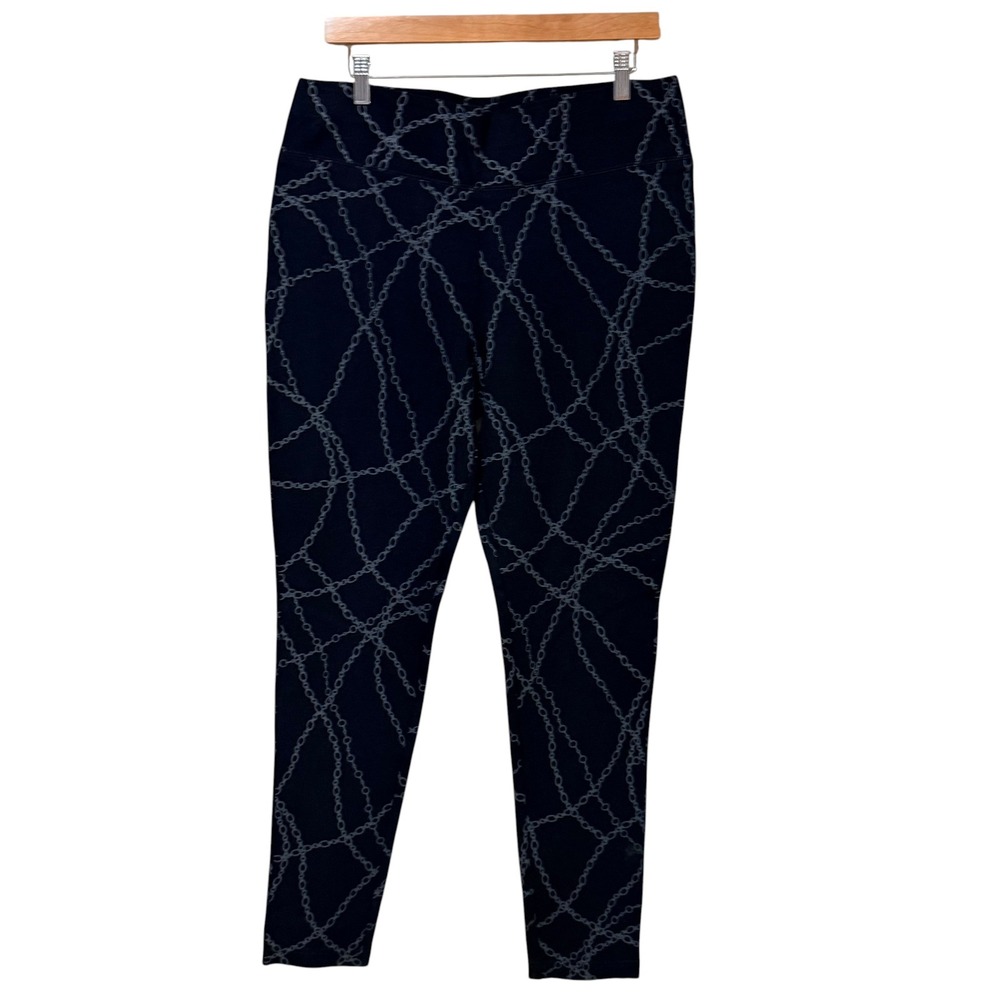 INC International Concepts Womens 14 Black Grey Chain Link Print Skinny Pants